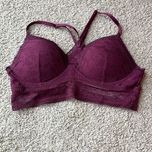 Victoria’s Secret, plum bra with padding.